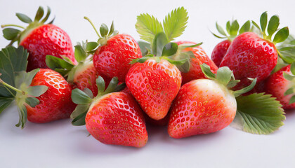 Fresh strawberries on a white background