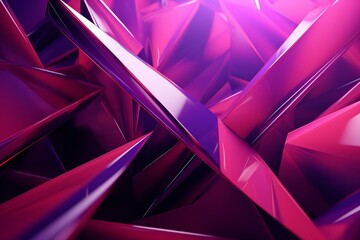 A sleek, uncomplicated pink and purple technology background showcasing a geometric 3D formation. Minimalistic future shapes in a 3D illustration. Generative AI - obrazy, fototapety, plakaty
