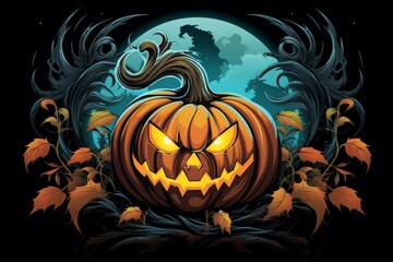 Festive pumpkin-themed design perfect for Halloween promotions and printing. Generative AI