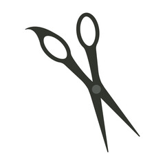 Flat silhouette of scissors on a white background.