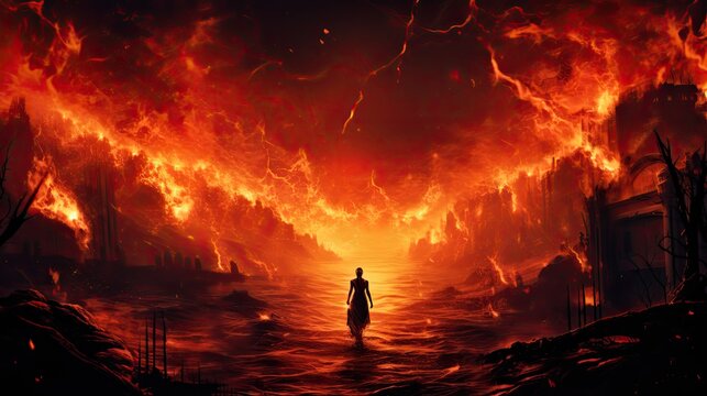 Hell concept, a place regarded in various religions as spiritual realm of evil and suffering, often traditionally depicted as a place of perpetual fire beneath the earth where the wicked