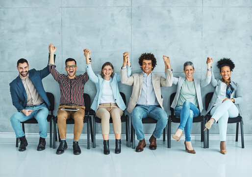 man business chair sitting waiting woman businessman candidate recruitment businesswoman office businessperson job young interview holding hands together