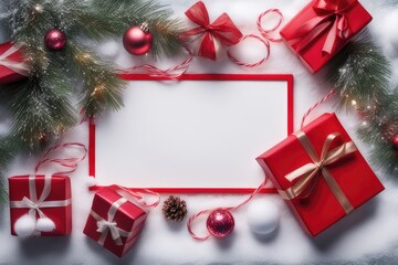 Fototapeta na wymiar christmas card with gift boxes and christmas tree
