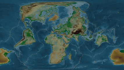 Anatolian plate - global map. Patterson Cylindrical. Physical