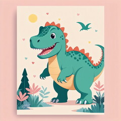 Charming Dinos in Pastel: Illustrated Postcards