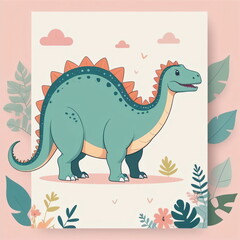 Lovely Dino Theme: Playful Postcard Designs