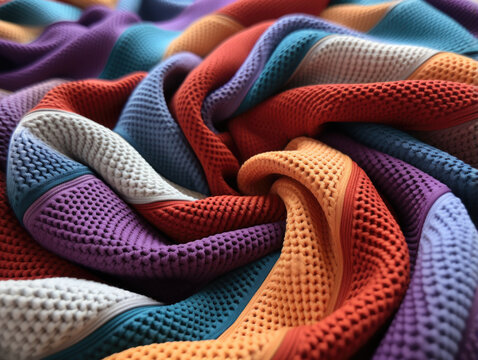 Textile crafted from interlocking loops, known as knit fabric.