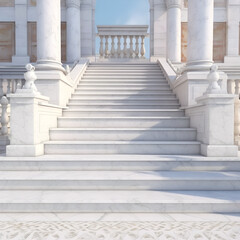 Large staircase made of marble and with big, elegant colomnus
