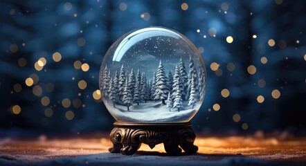 Fototapeta na wymiar Snow globe with Christmas tree. Generative ai