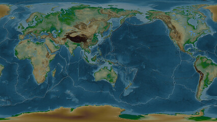 Maoke plate - global map. Patterson Cylindrical. Physical