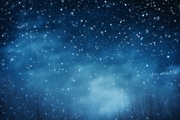 Fototapeta na wymiar Deep blue Christmas night sky filled with stars