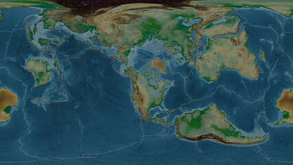 Fototapeta na wymiar North American plate - global map. Patterson Cylindrical. Physical