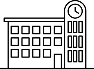 School building line icon, college or university vector pictogram.