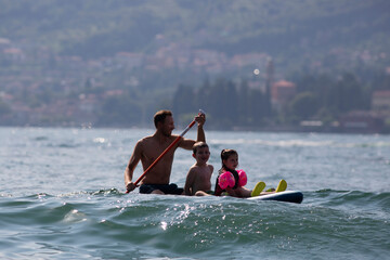 Amazing summer time in lake como italy, happiness and joy having family time