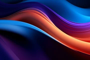 Foto op Canvas Curving colorful waves on abstract 3D wallpaper with empty space. Generative AI © Joseph