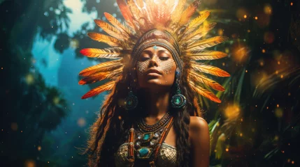 Fotobehang native American cosmic shaman spirituality - by generative ai © CEVmemories