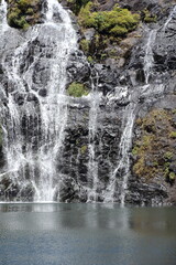 Wide waterfall on a tropical island