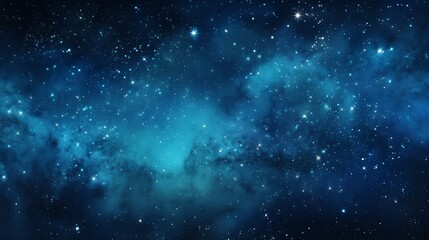 Naklejka premium Abstract blue space background with stars and nebula