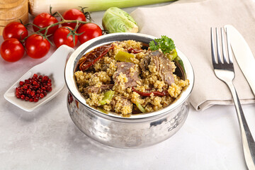 Bulgur with lamb and vegetables