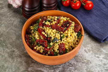 Vegetarian Pasta ptitim with vegetables