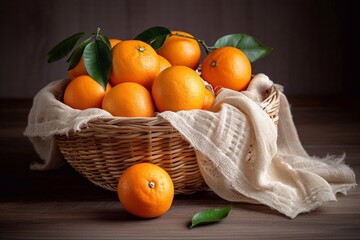 basket with oranges generated by ai