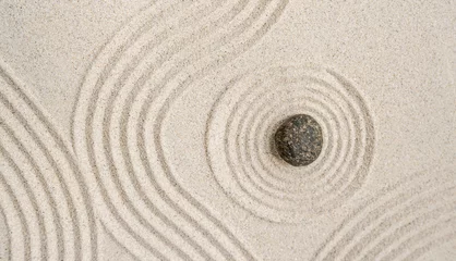 Fotobehang Zen Zen stone garden Japanese top view, Circle round sand background, Meditation of Buddhism   © Nature Peaceful 