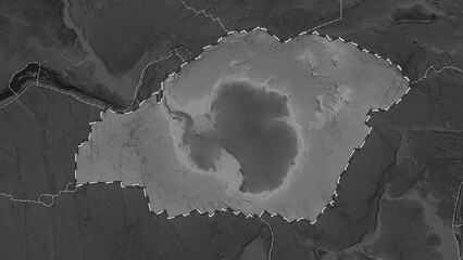 Antarctica plate highlighted. Patterson Cylindrical. Grayscale © zelwanka