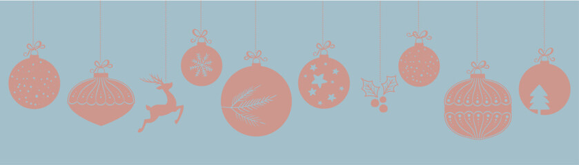 Christmas bauble decoration with snowflakes stars and gift vector illustration, ice blue elements - 669482108
