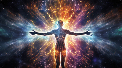 cosmic consciousness new age psychedelic spiritual meditation - by generative ai - obrazy, fototapety, plakaty