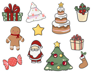 set of christmas elements