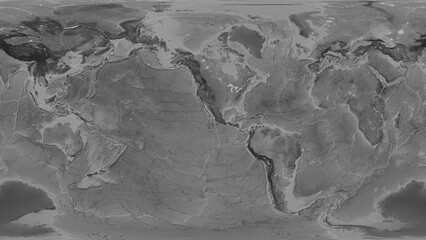 Rivera plate - global map. Patterson Cylindrical. Grayscale