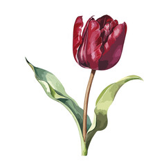 watercolor red tulip illustration isolated on white