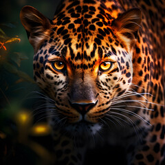 Obraz premium Colorful artistic leopard muzzle with black Ai Generated JPG