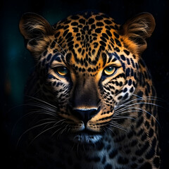 Colorful artistic leopard muzzle with black Ai Generated JPG