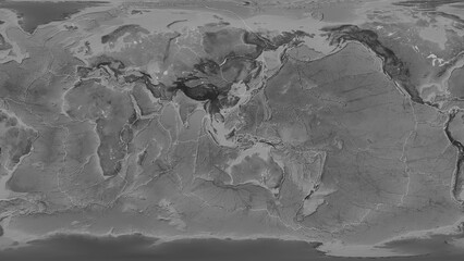 Sunda plate - global map. Patterson Cylindrical. Grayscale