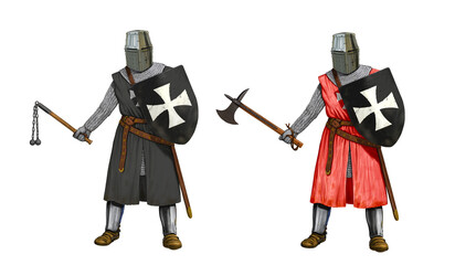 Knights of Order of Saint John. Medieval knight PNG illustration with the transparent background.