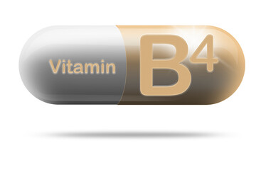 Vitamin B4 medicine capsule for dietary supplement concept