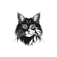 Obraz premium Cat Silhouette Icon Isolated, Animal Black, Pet Symbol on White Background