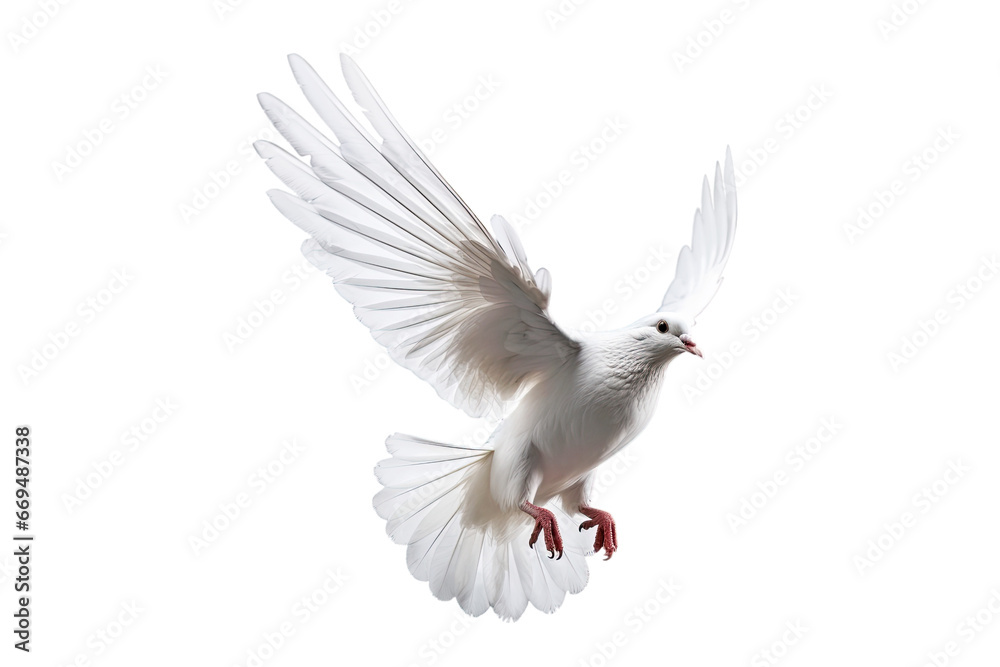 Leinwandbilder White dove flying on transparent PNG file and Clipping path .freedom concept and international day of peace