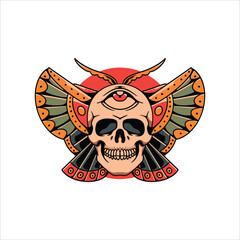 skull butterfly tattoo vector design