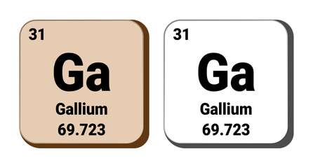 Ga, Gallium element vector icon, periodic table element. Vector illustration EPS 10 File. Isolated on white background.