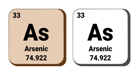 As, Arsenic element vector icon, periodic table element. Vector illustration EPS 10 File. Isolated on white background.