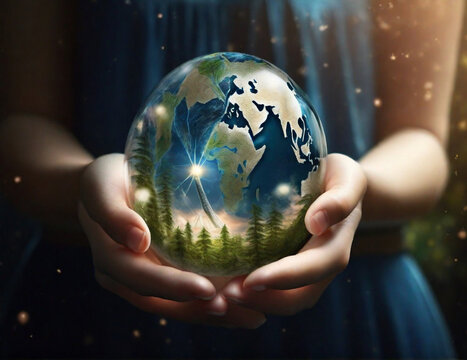 earth in hands HD 8K wallpaper Stock Photographic Image