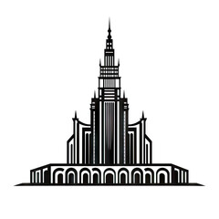 Obraz premium Poland Temple Icon, Europe Palace Isolated, Ancient Church Silhouette, Historical Architecture Castle Minimal