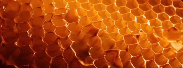 Detail view of a honeycomb structure. - obrazy, fototapety, plakaty