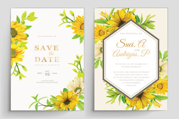 wedding and invitation card with sunflower illustration