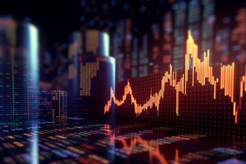 Background: stock market chart with 3D rendering. Generative AI