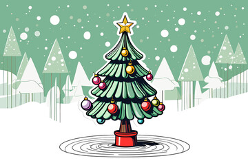 snowy christmas tree