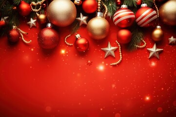 The design decorates Merry Christmas background with glittering gold ornaments. For the festival happy New Year wallpaper