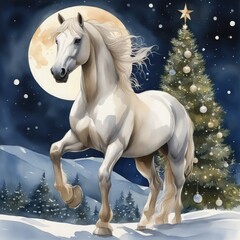 Majestic Equine Beauty Amidst Christmas Magic